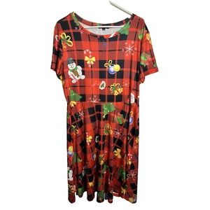 fensace womens short sleeve christmas dress size 2XL XXL
